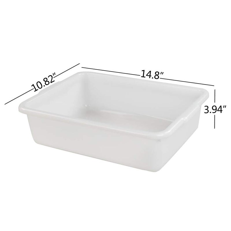 AnnkkyUS 4-pack Bus Tubs Commercial, 8 L White Plastic Wash Basin Bus Box - Image 4